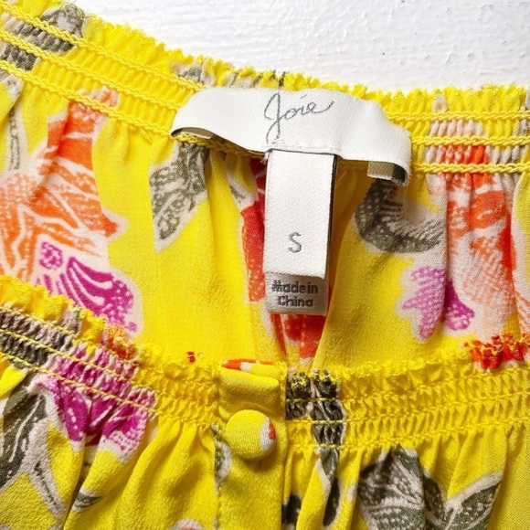 Joie Silk Off the Shoulder Yellow Floral Blouse - Picture 6 of 13